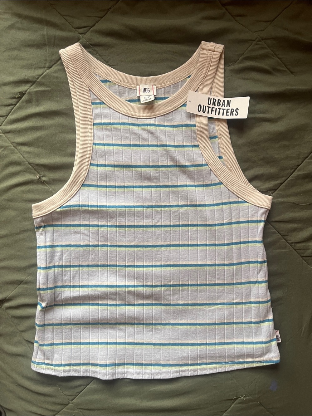 NWT Urban Outfitters Cream-Trim Ribbed, Striped Tank